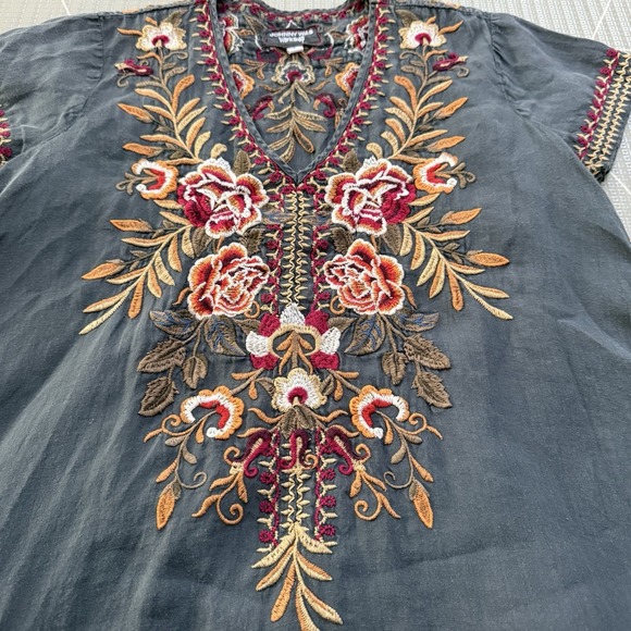 Johnny‎ Was Tunic Dress Size Small Gray With Floral Embroidery - Picture 3 of 7
